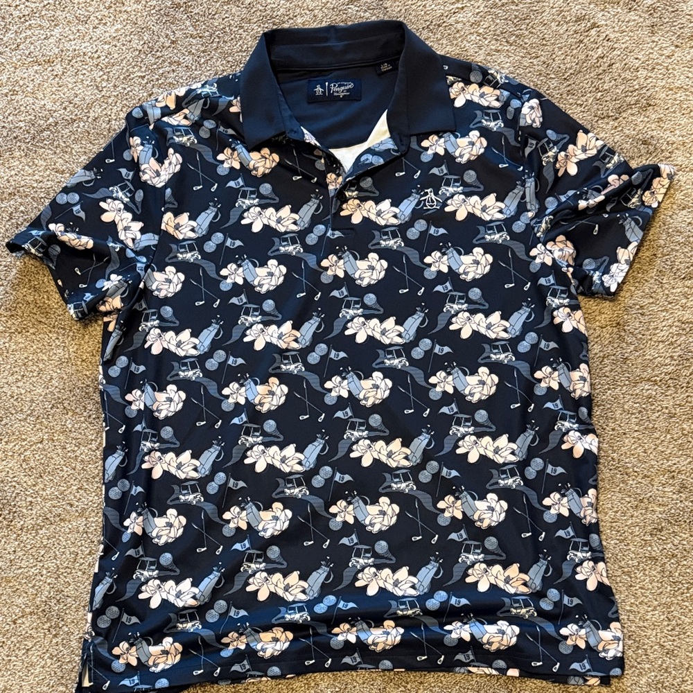 Original Penguin Dark Blue Floral Polo Shirt